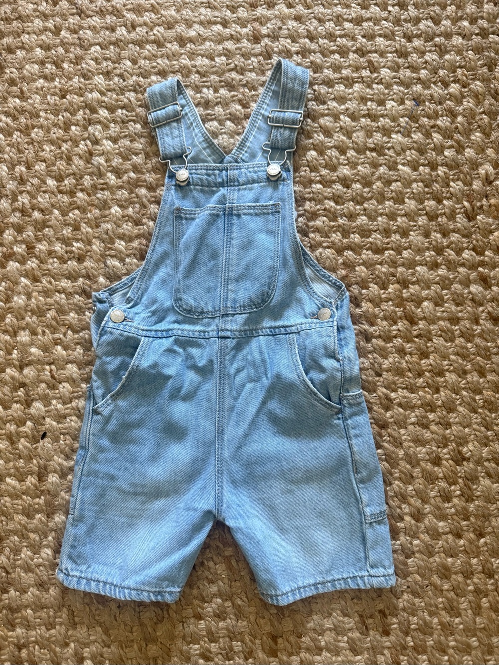 Zara Light Blue Denim Kids Short Overalls